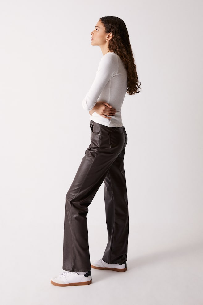 Coated trousers - Dark brown/Black - 1