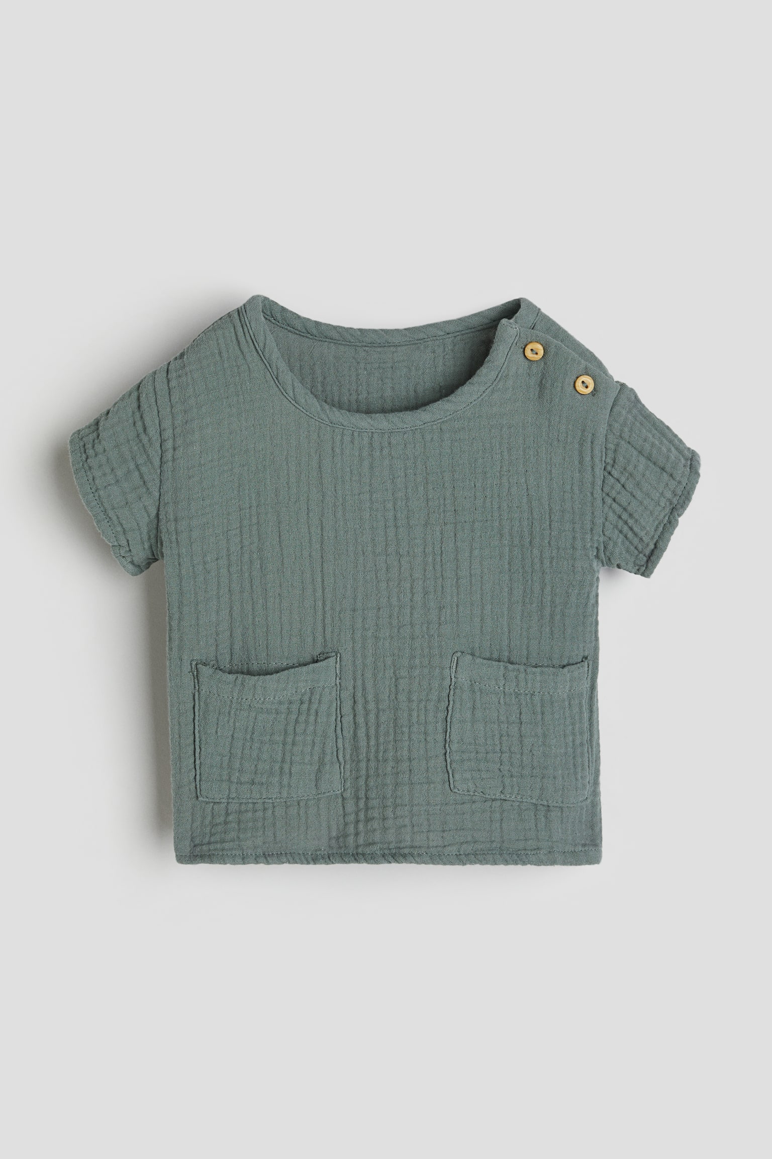 Cotton muslin top - Dark green - 1