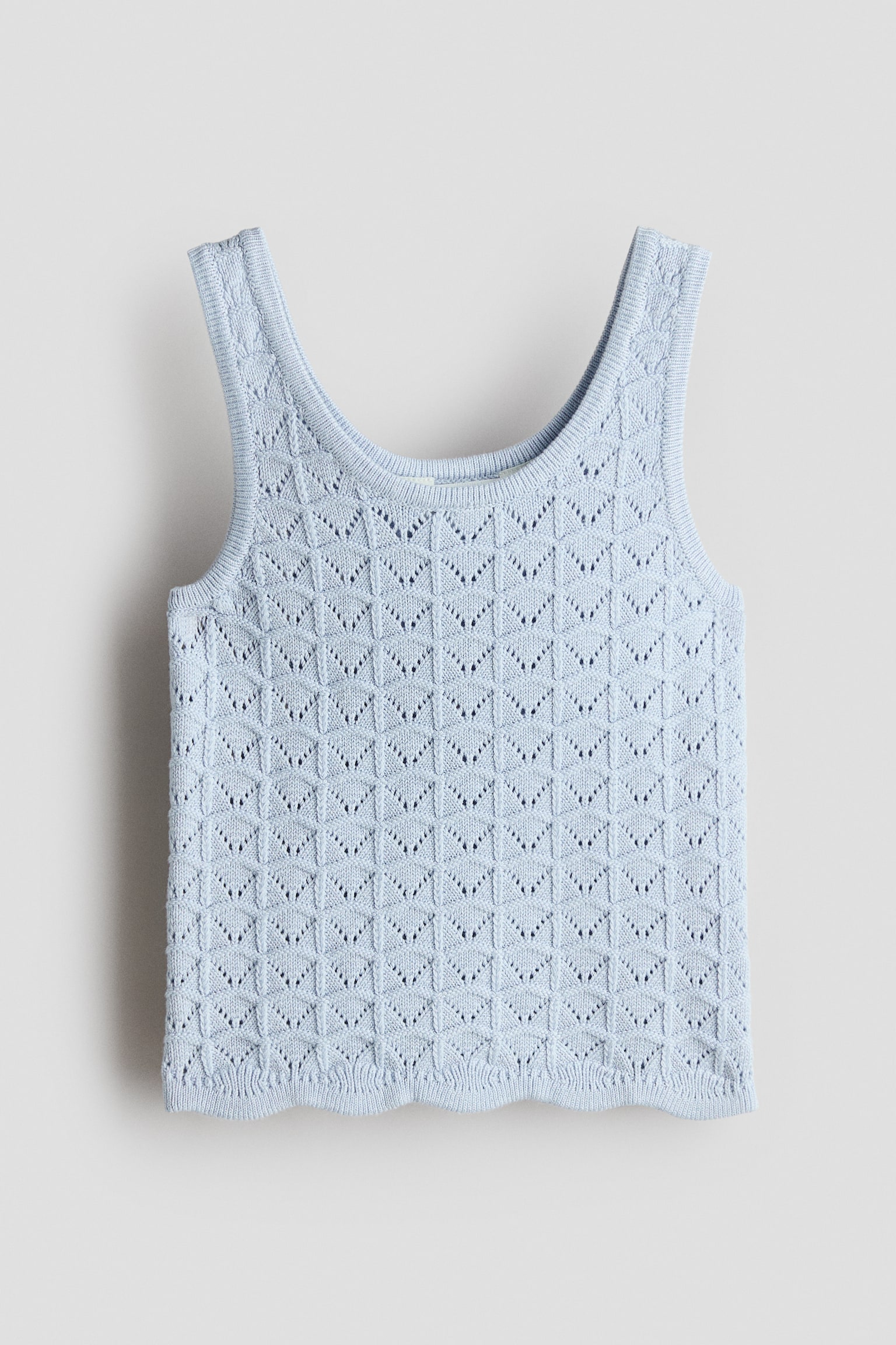 Pointellestrikket tanktop - Lyseblå/Creme