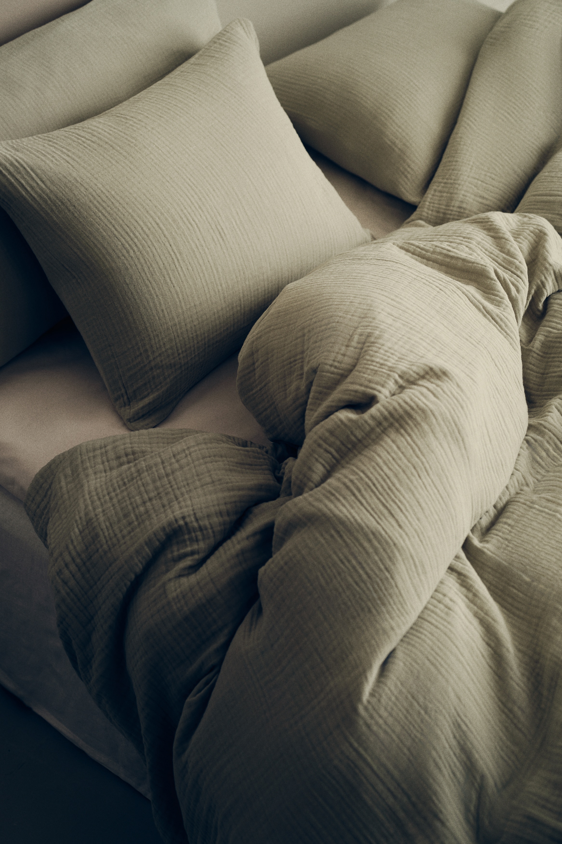 Muslin double/king duvet cover set - Light dusty green/Forest green/Light dusty blue/Light beige/Anthracite grey/Light pink/Light mole/Mole/Rust red