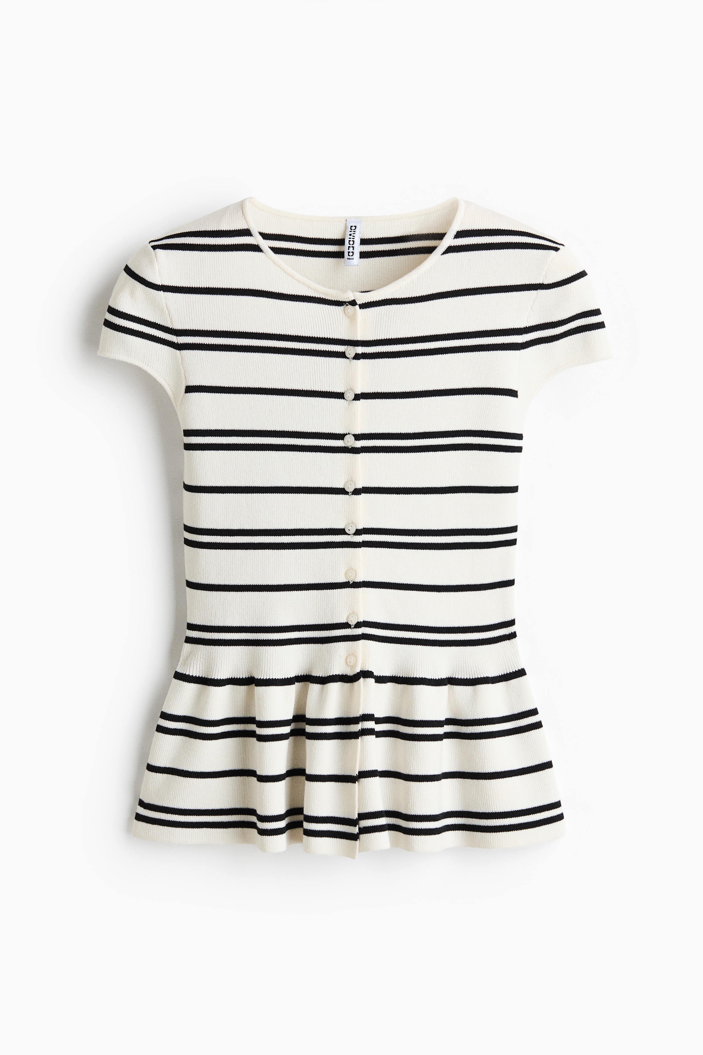 Cardigan a maniche corte con peplum - Crema/righe/Bordeaux/Nero/bianco righe/Rosa chiaro