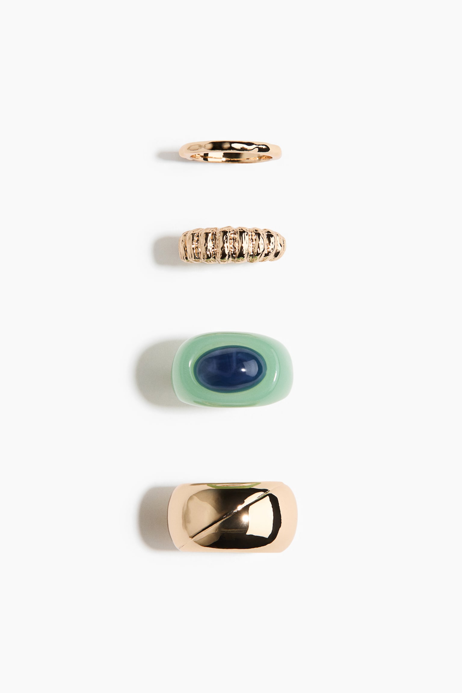 4-pack rings - Light green/Gold-coloured/Dark brown/Gold-coloured - 1
