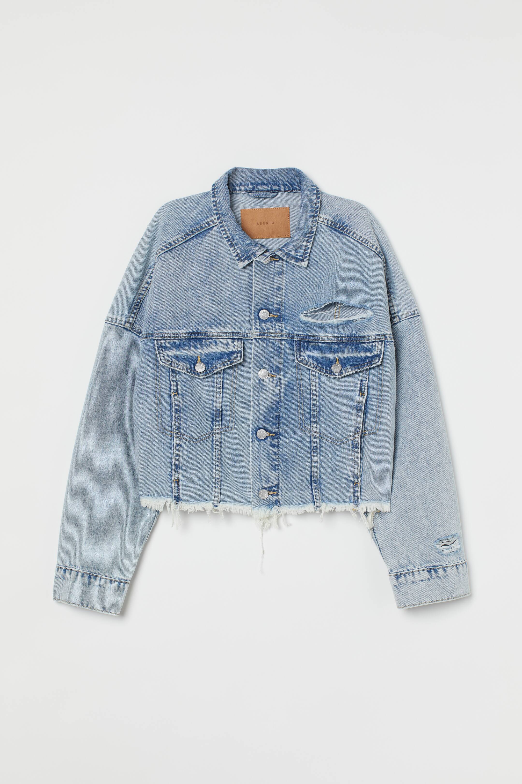 Boxy denim jacket Light denim blue Ladies H&M GB