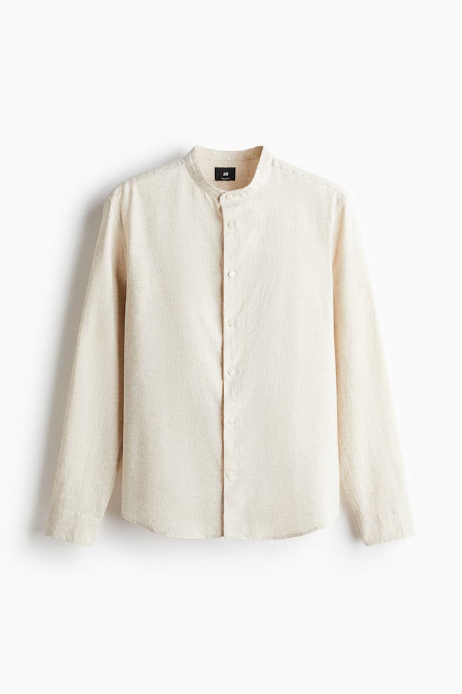 Regular Fit Linen-blend shirt - Beige/White/Khaki green/Light blue - 1
