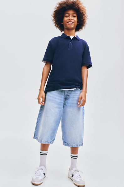 バギーフィット デニムショートパンツ