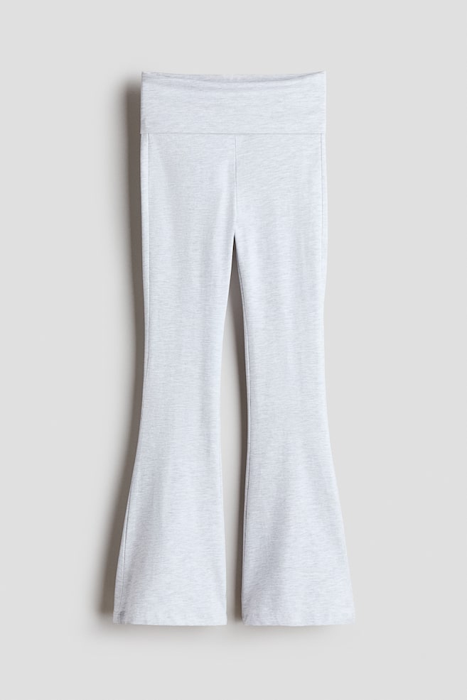 Flared foldover-waist leggings - Light grey marl/Black - 1