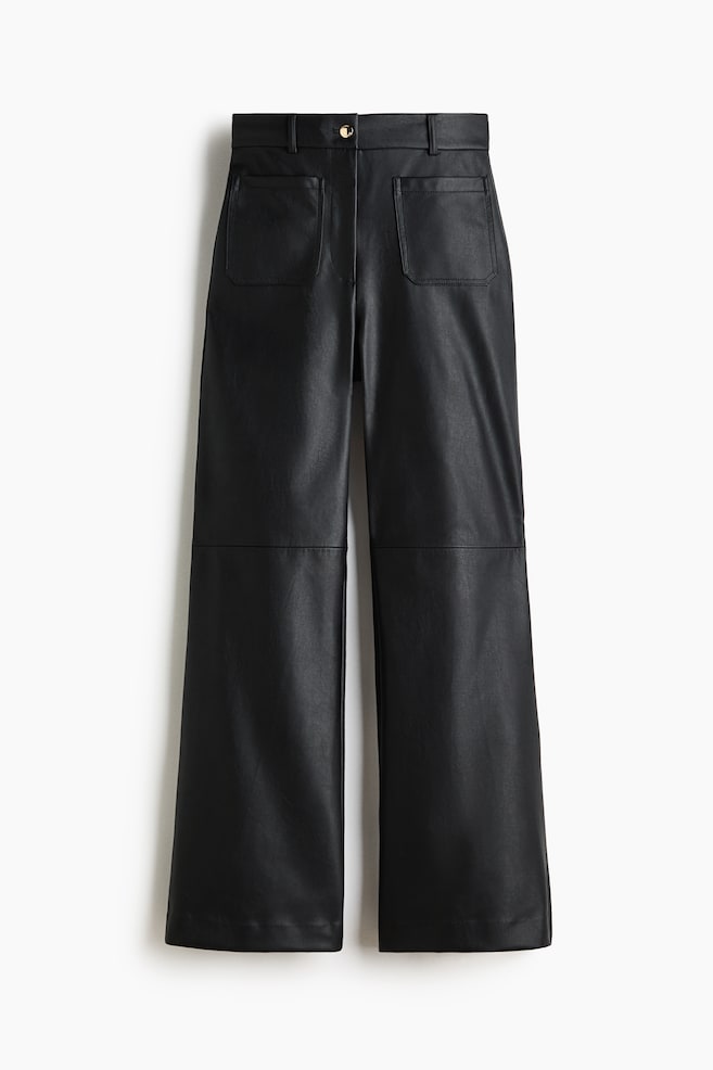 Ausgestellte Hose mit Coating - Schwarz/Weinrot - 1