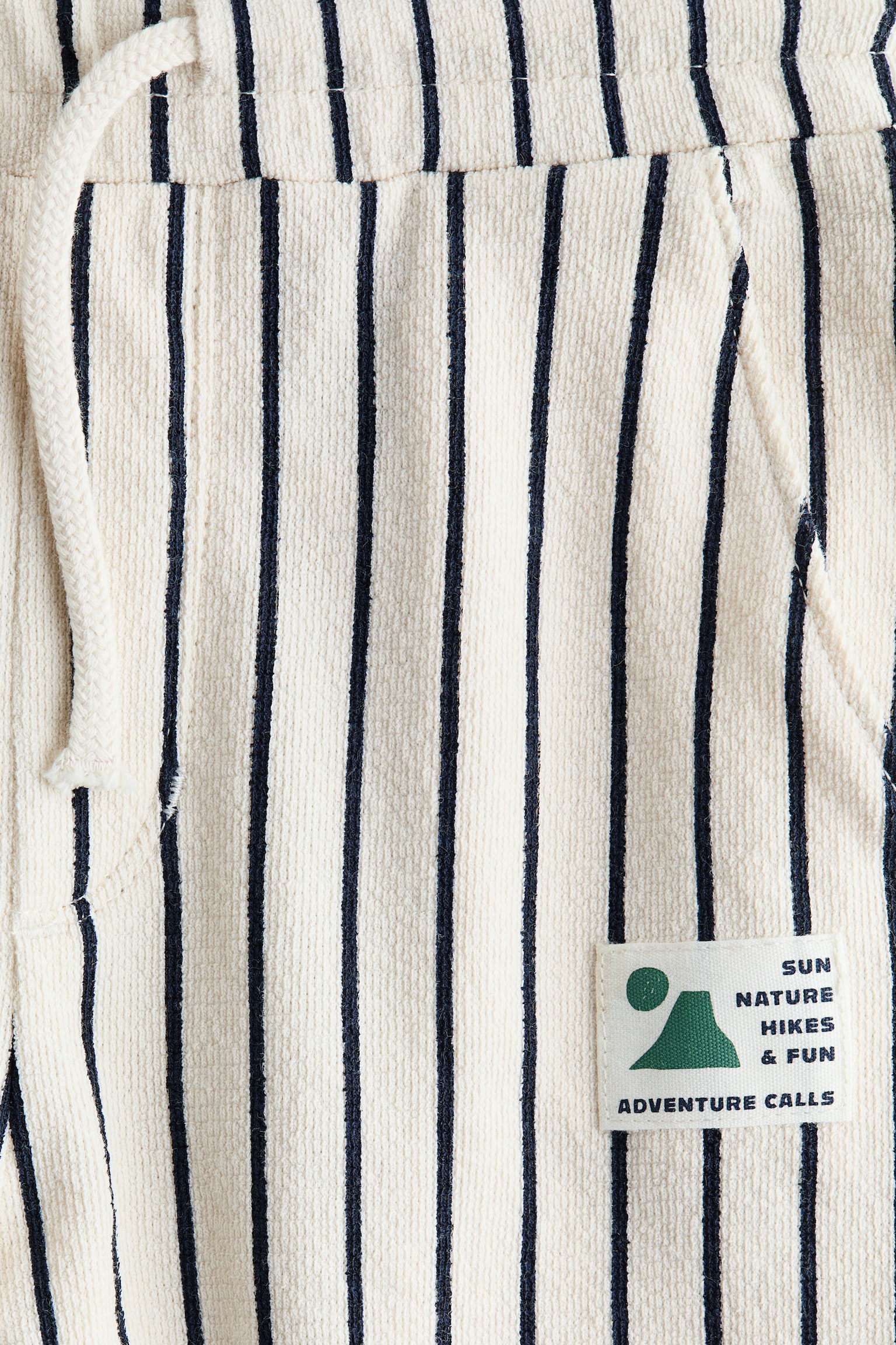 Textured jersey drawstring trousers - Light beige/Striped - 7