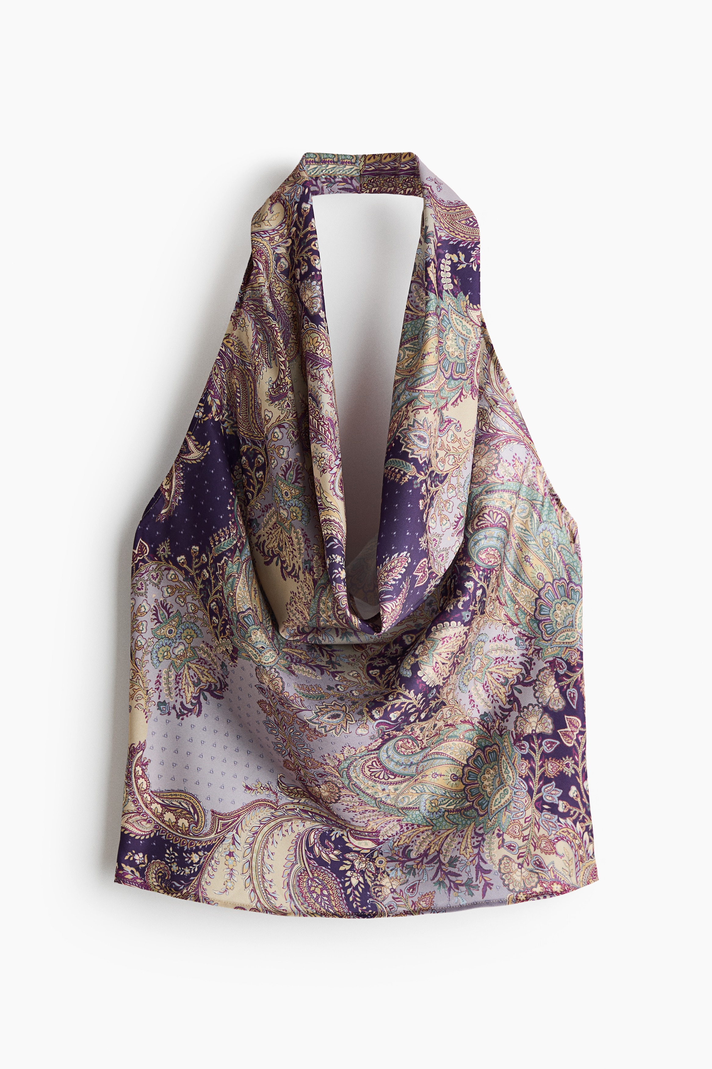 Top dos nu à effet drapé - Violet clair/motif cachemire/Turquoise