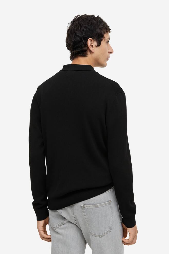 Slim Fit Zip-top polo shirt - Black/Light brown - 5