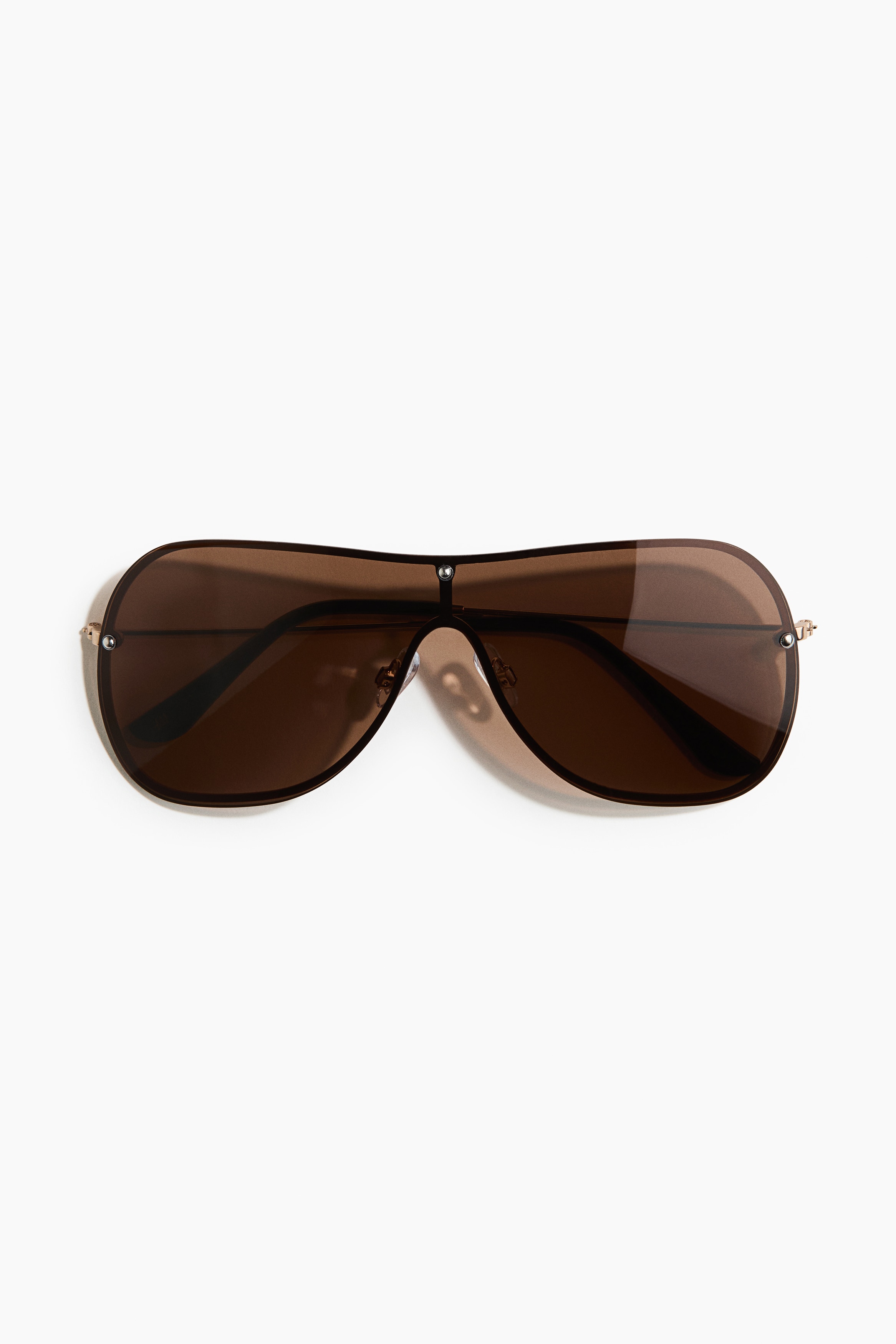 Visor-style sunglasses - Gold-coloured/Brown