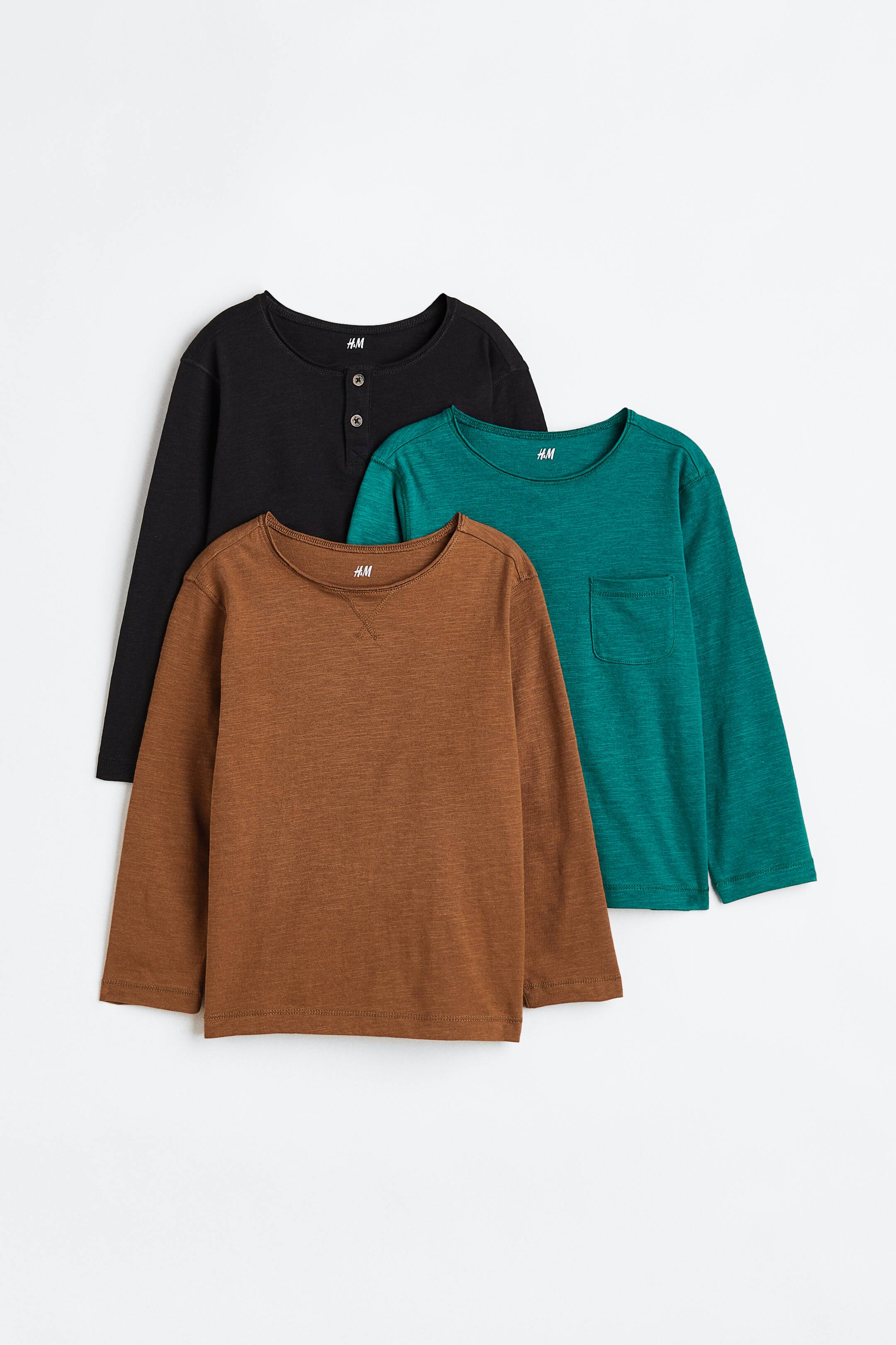 View larger image: 3-pack jersey tops - Black/Teal/Brown - Kids | H&M 1