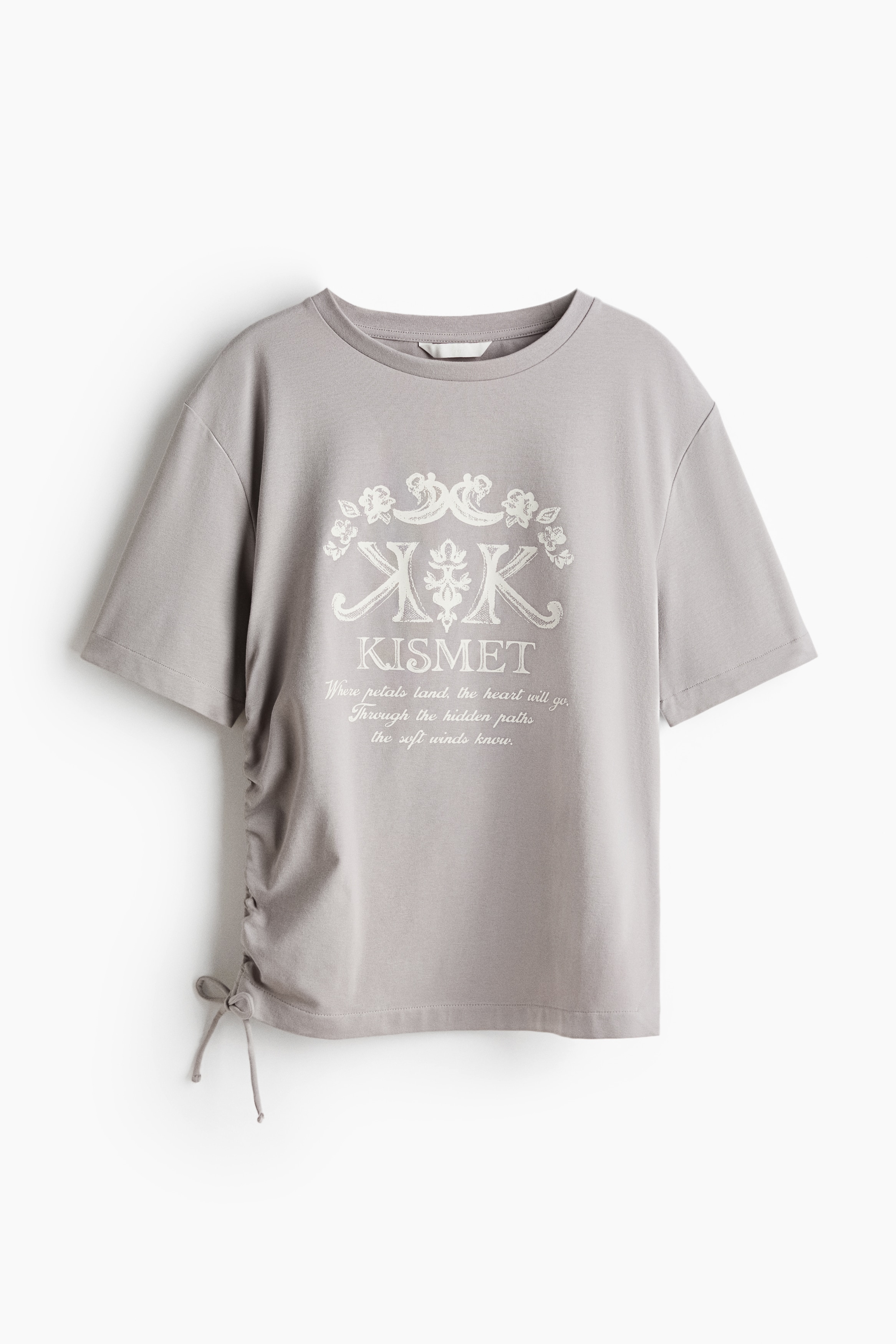 드로스트링 디테일 티셔츠 - 라이트 그레이/Kismet/블랙/플라워/크림/플라워