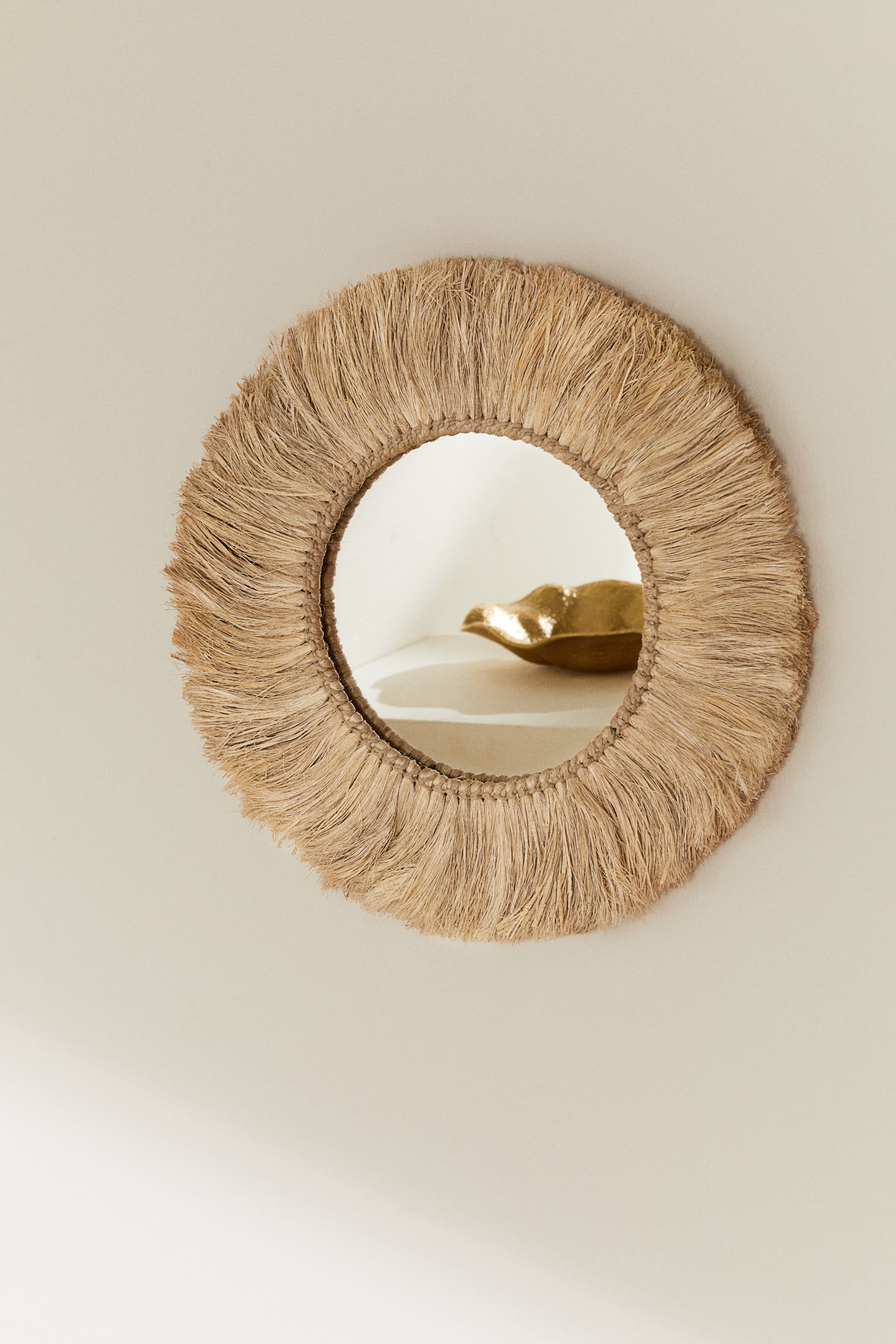 Mirror with Straw Frame