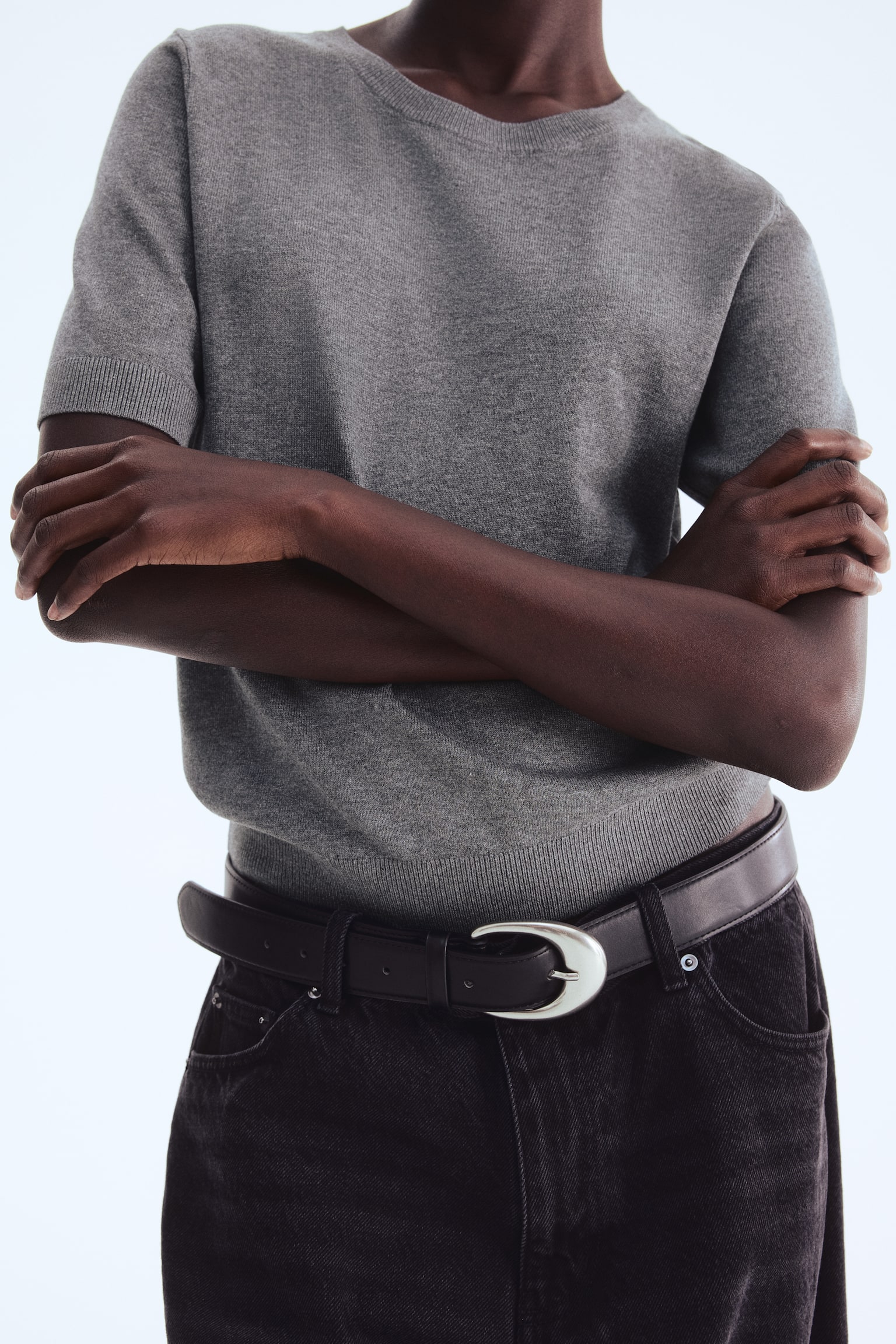 Fine-knit top - Grey marl/Bright red/Cream/Lilac/Black/Dark brown/Cream/Striped/White - 3