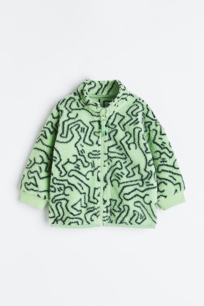 Jacke aus Teddyfleece mit Print - Hellgrün/Keith Haring - 1