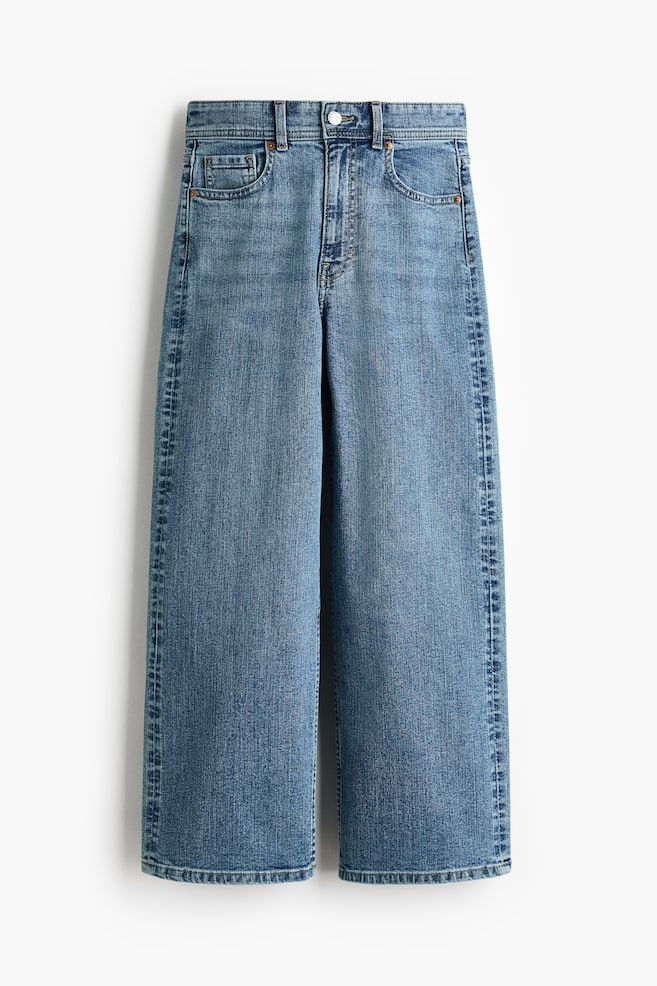 Wide High Waist Ankle Jeans - Denim blue/Beige/Leopard print/Dark brown/Cream/Light denim blue/Dark denim blue/Beige/White/Beige - 1