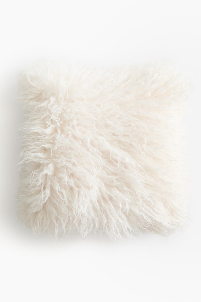 Fluffy Cushion Cover - Cream/Dark brown - 1