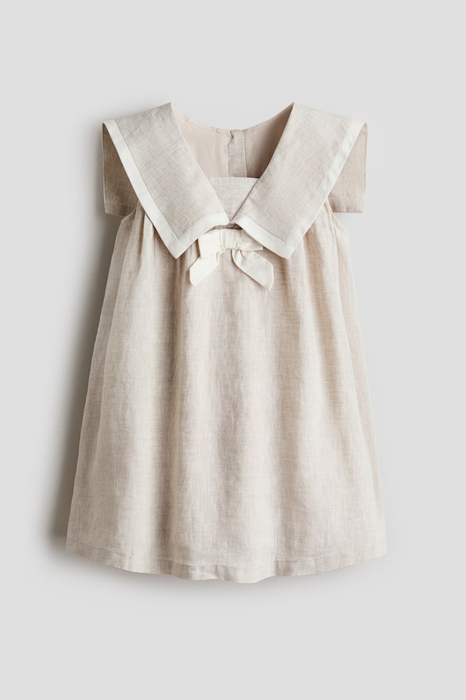 Linen Sailor Dress - Light beige - 1