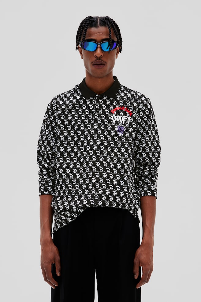 Regular Fit Jacquard-knit polo shirt - Black/Disney100 - 1