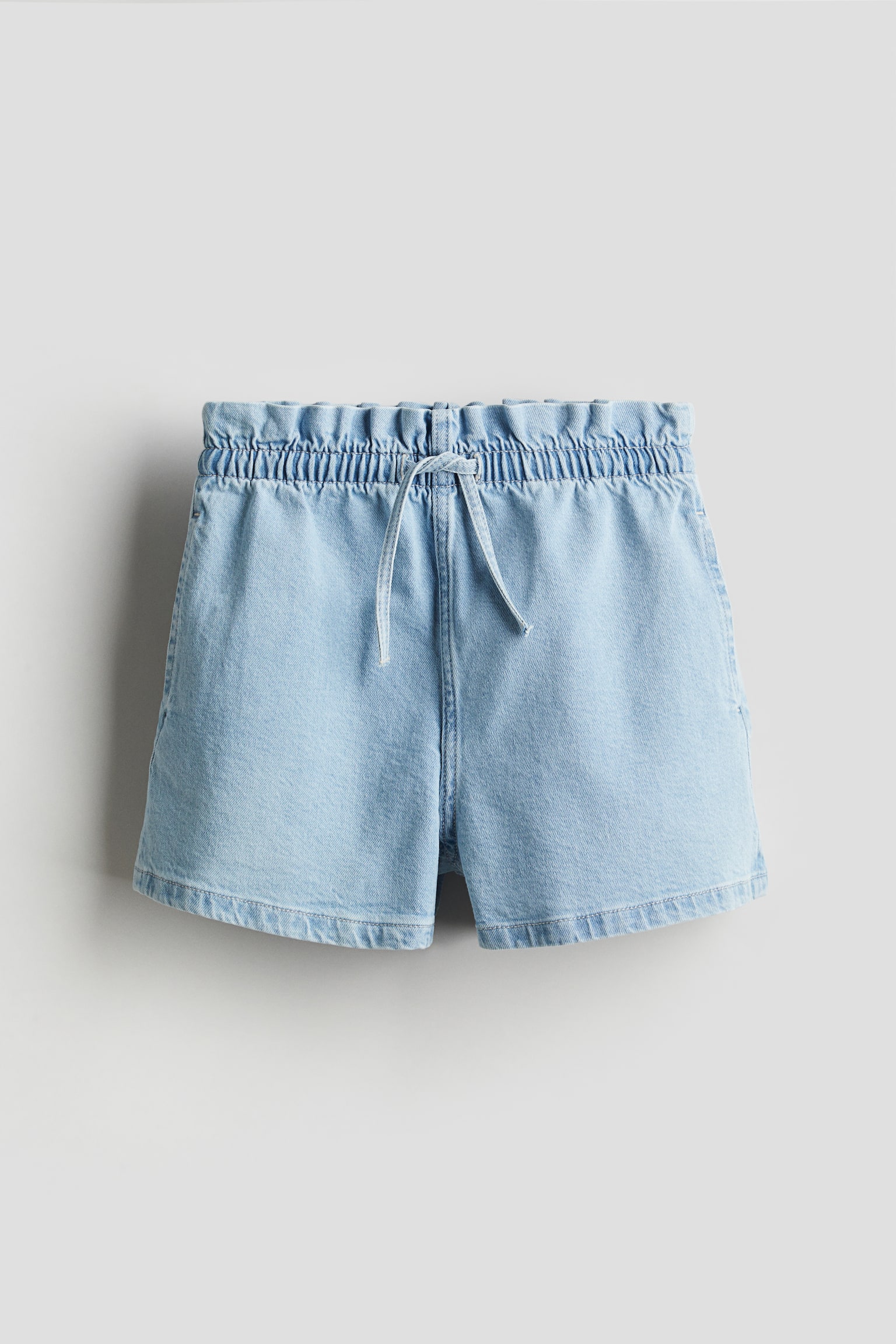 Denim paper bag shorts - Light denim blue/Denim blue - 1