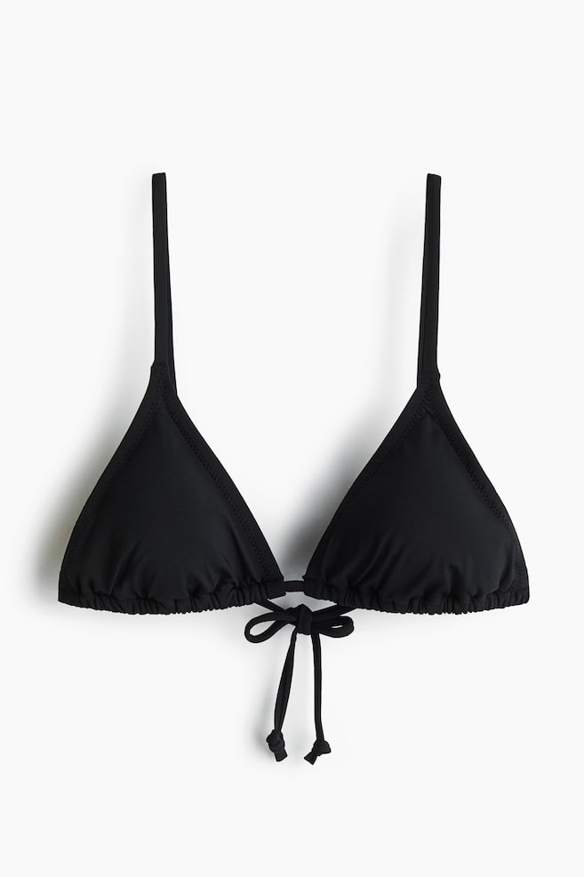 Wattiertes Triangel-Bikinitop - Schwarz/Cremefarben/Kirschen/Marineblau - 1