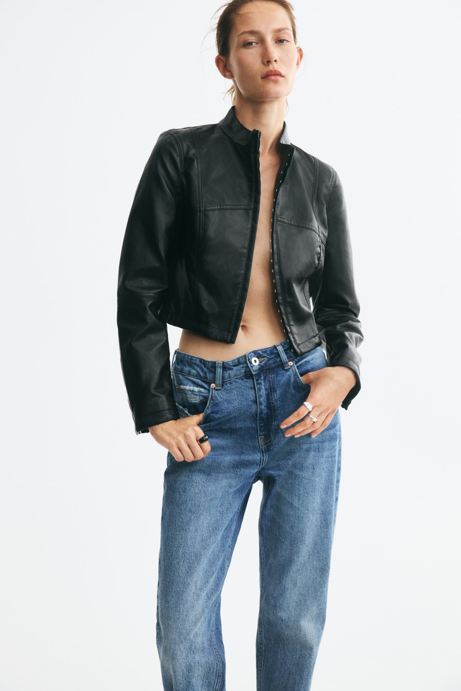 Женская куртка H&M Coated stand-collar, цвет: Чёрный — фото 3