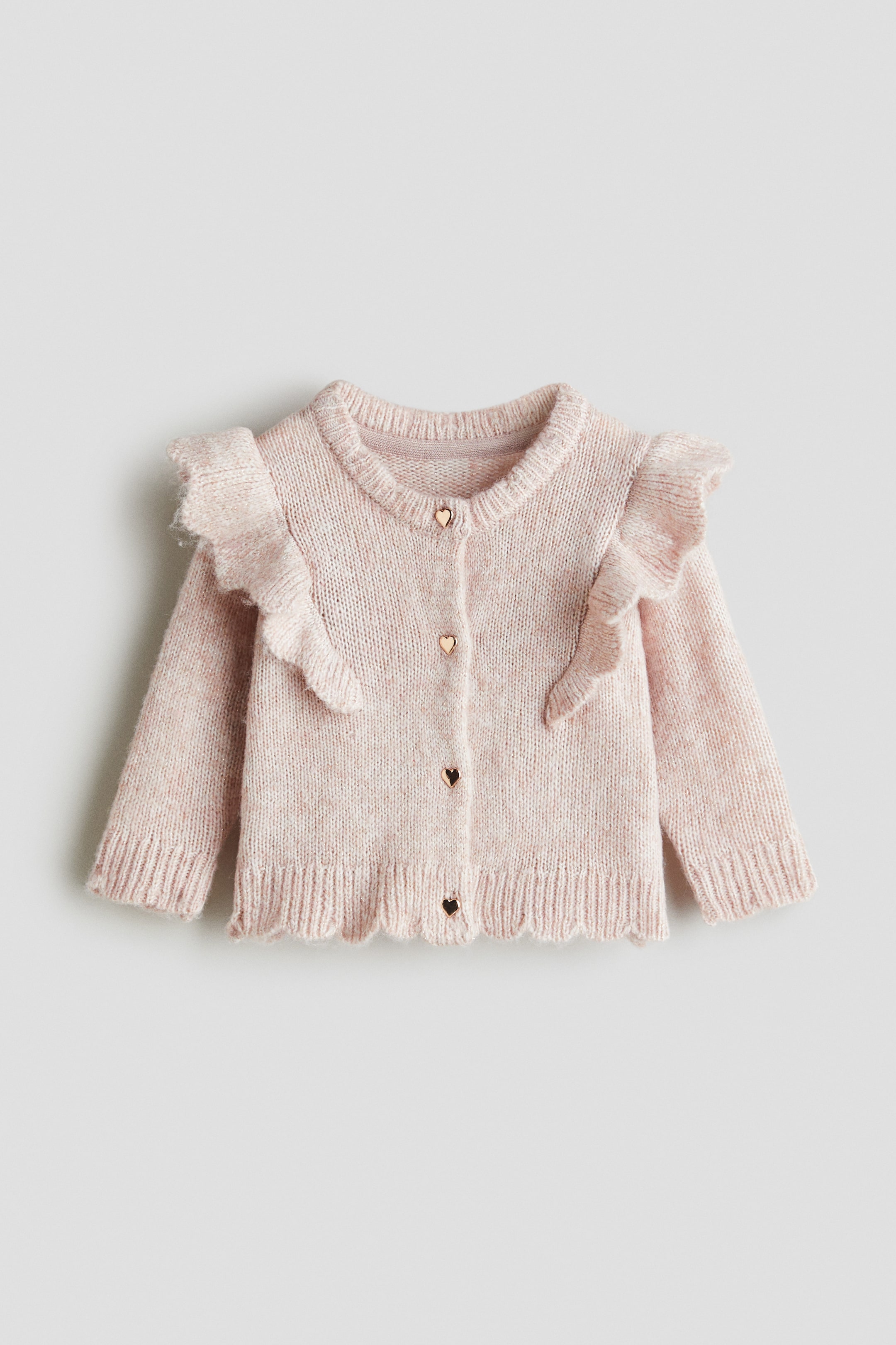 View larger image: Flounce-Trimmed Cardigan - Light pink melange - Kids | H&M US 1