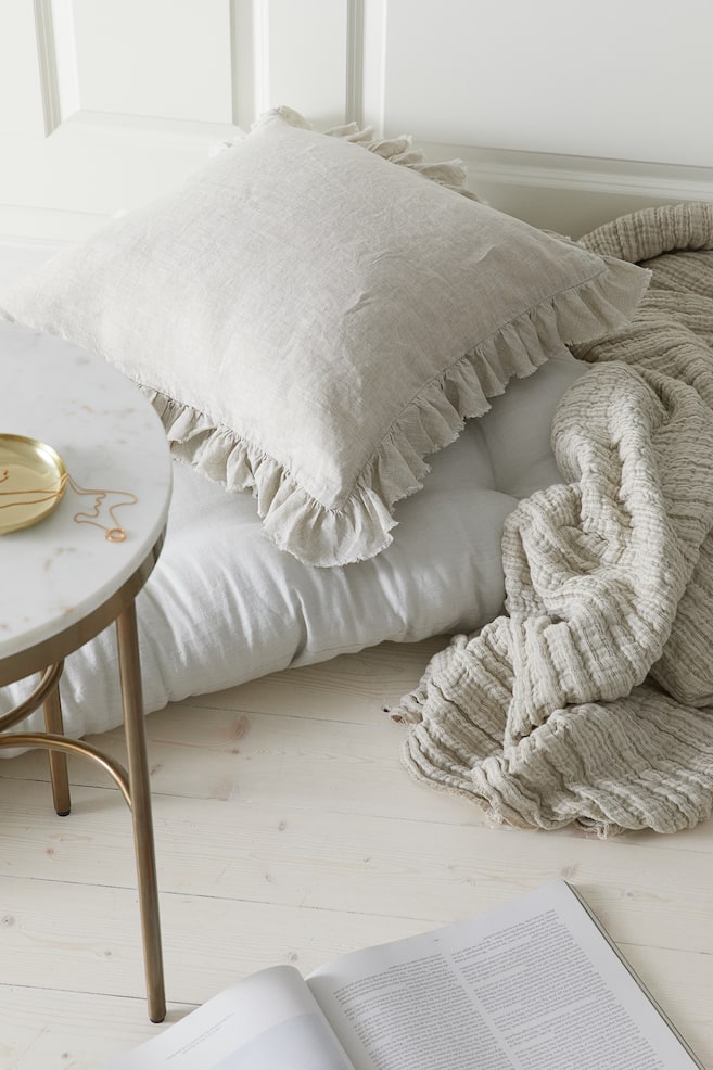 Linen cushion cover - Light beige - 2