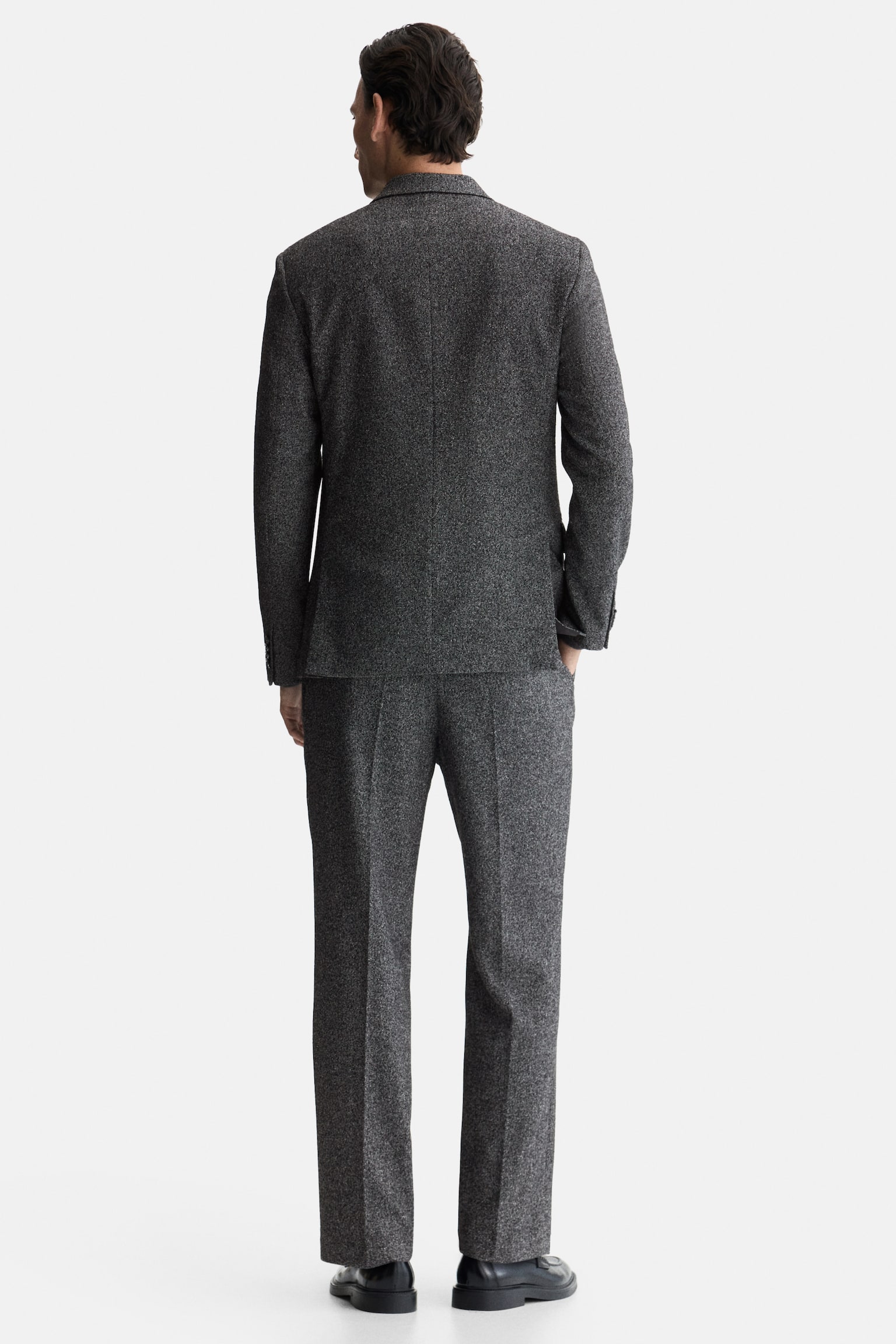 Veste Regular Fit à fermeture croisée - Gris foncé chiné - 8