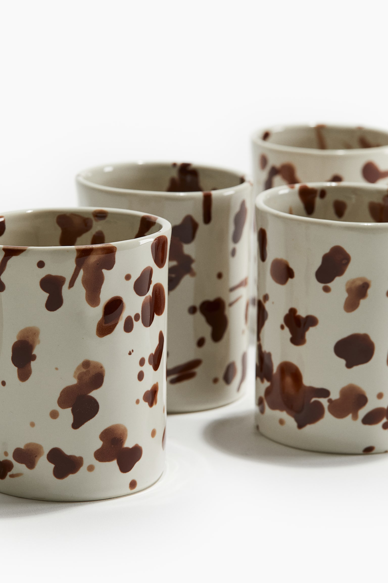 Speckled-glaze stoneware mug - Brown/Patterned/Natural white/Dark blue - 4