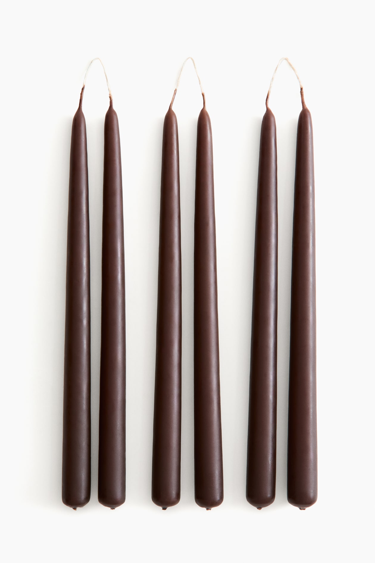 Lot de 6 bougies effilées - Marron foncé - Home All | H&M FR