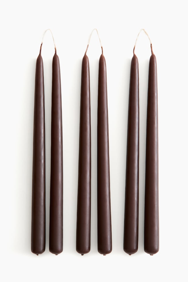 6-pack taper candles - Dark brown/White/Light yellow/Light beige/Light pink - 1