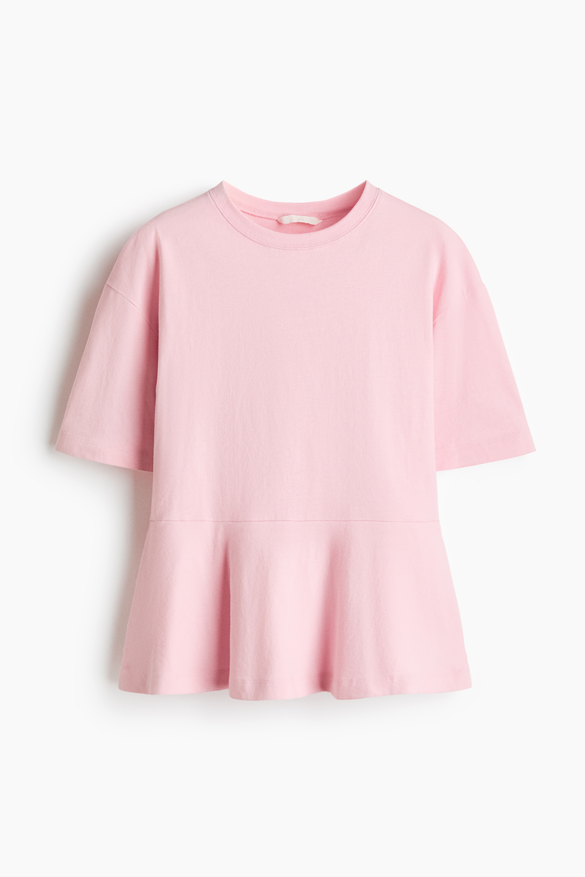 Cotton peplum top - Light pink/Rust red/Dark green/Cream/Green
