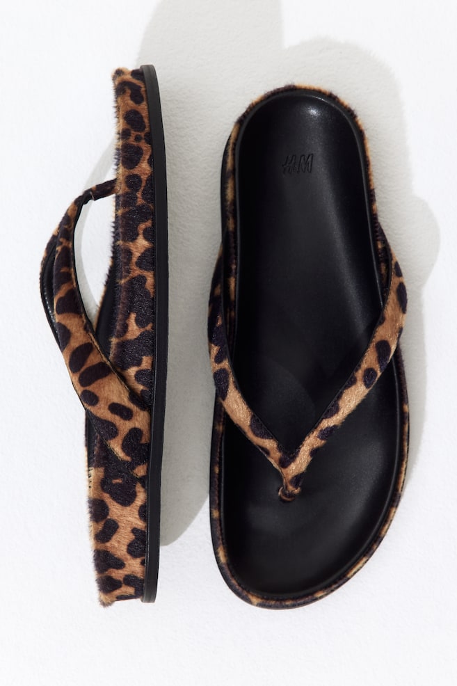 Footbed flip-flops - Beige/Leopard print/Mustard yellow/Black - 2