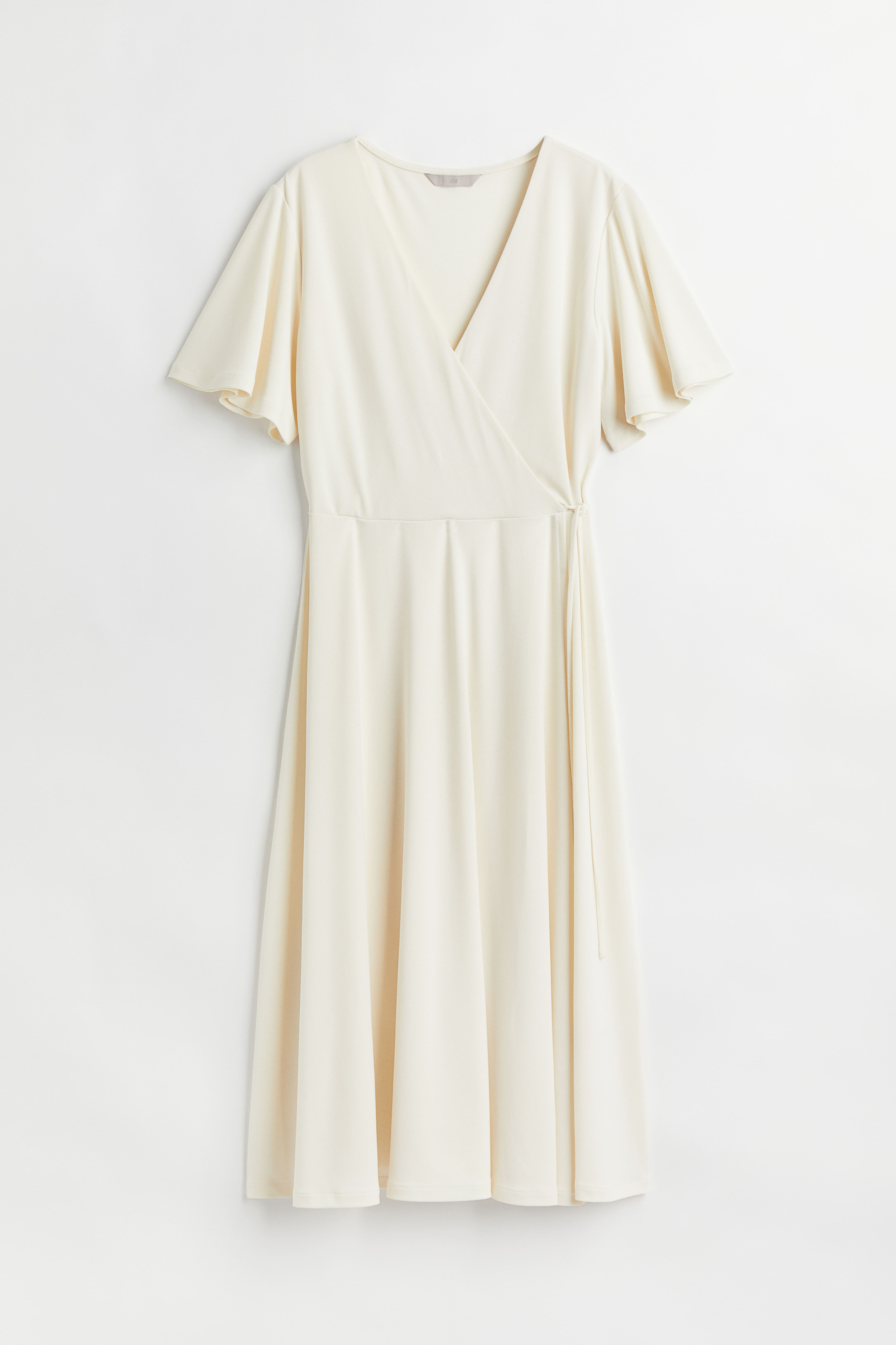 Wrap Dress - V-neck - Short sleeve - Cream - Ladies | H&M US