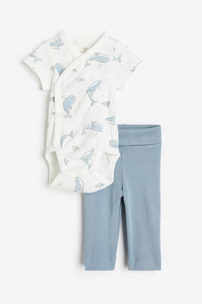 2-piece cotton jersey set - Blue/Whales/Light pink/Floral/Light beige/Animals