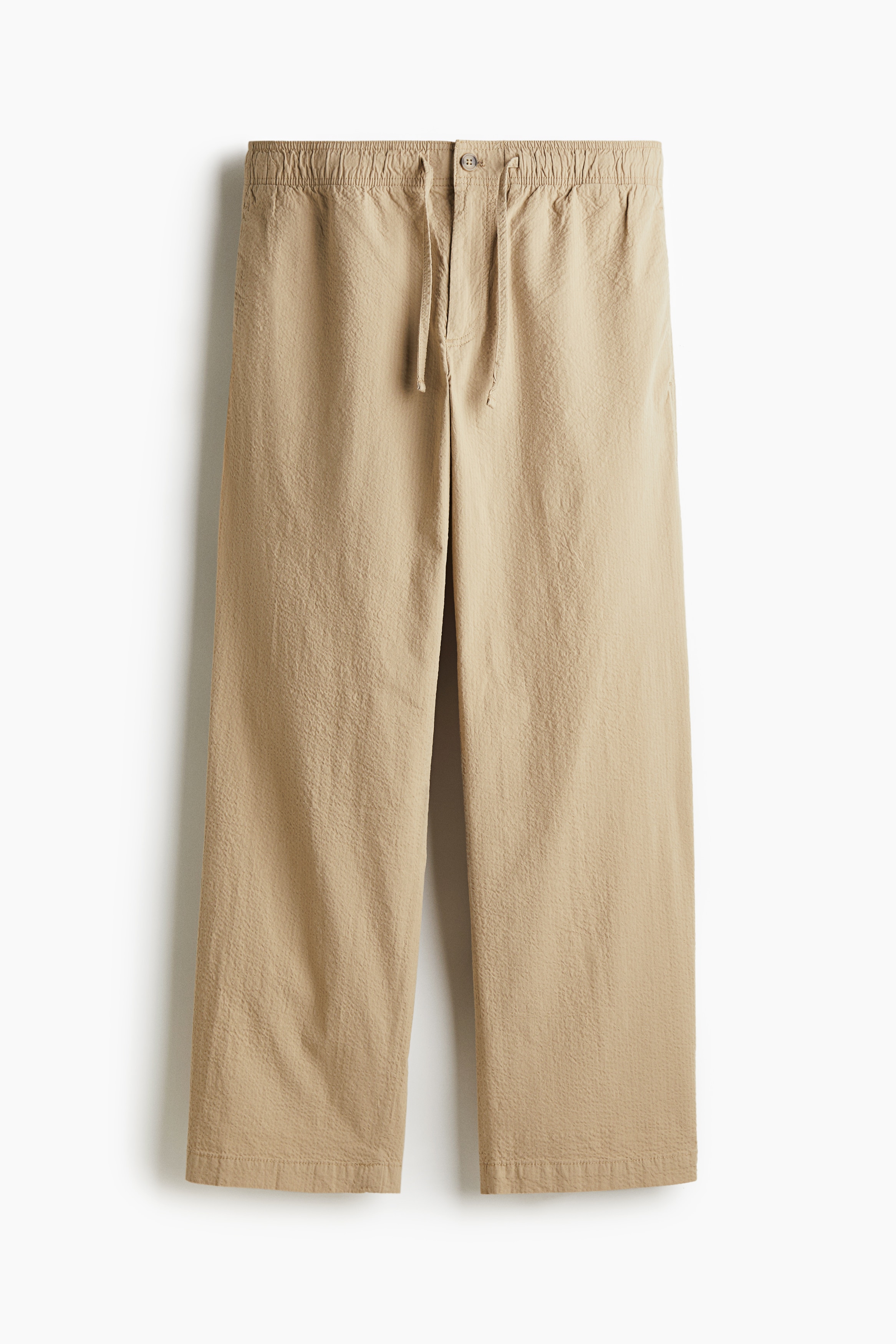 Seersucker-housut Relaxed Fit - Beige/Laivastonsininen
