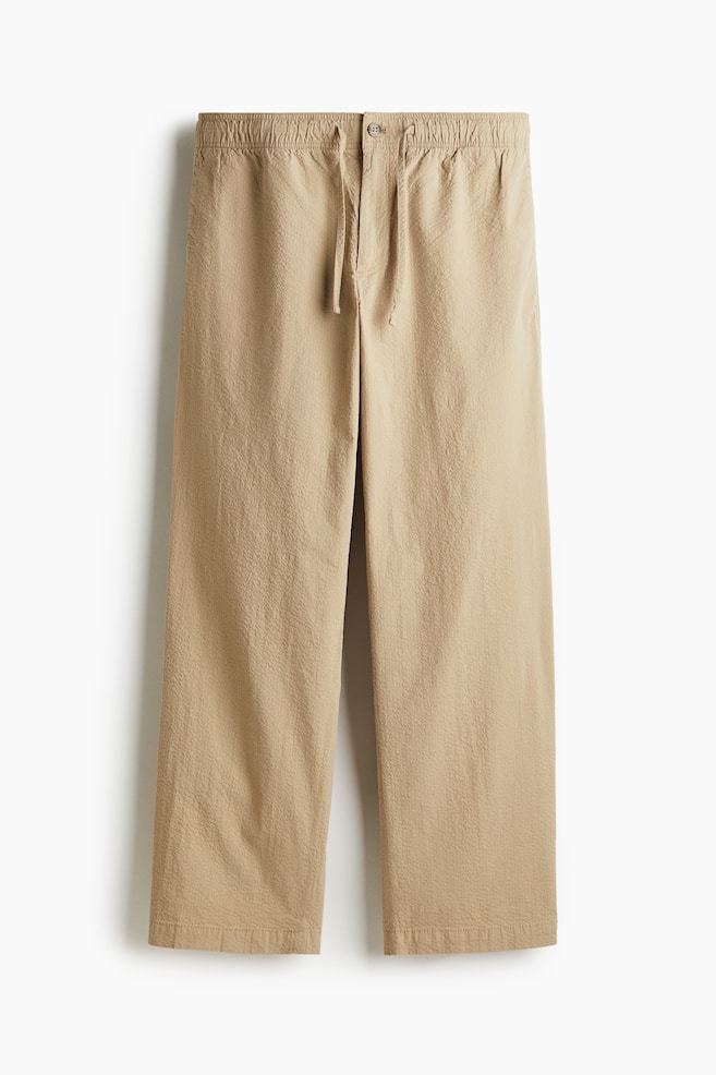 Pantalon décontracté en seersucker - Beige - 1