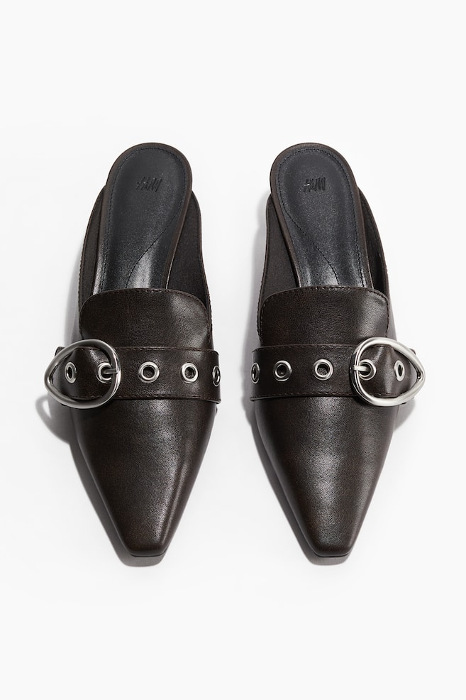 Mules à talon kitten heel - Marron foncé/Noir - 1