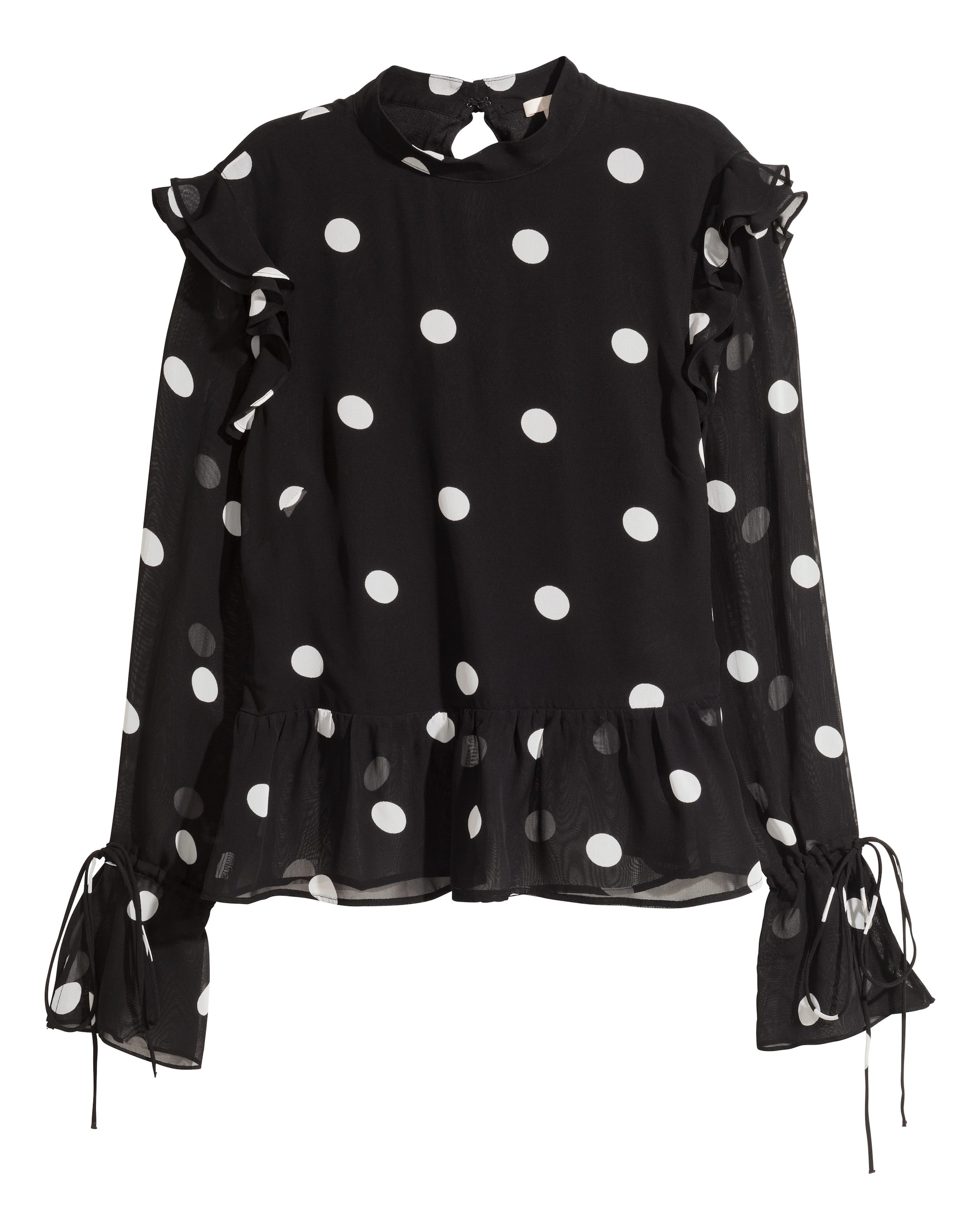 View larger image: Flounced blouse - Black/White spotted - Ladies | H&M IE 1