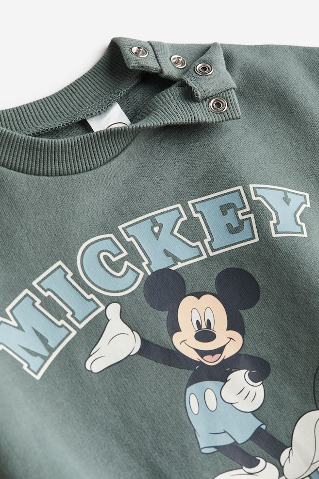 2-delt sæt med sweatshirt og joggers - Grøn/Mickey Mouse - 3