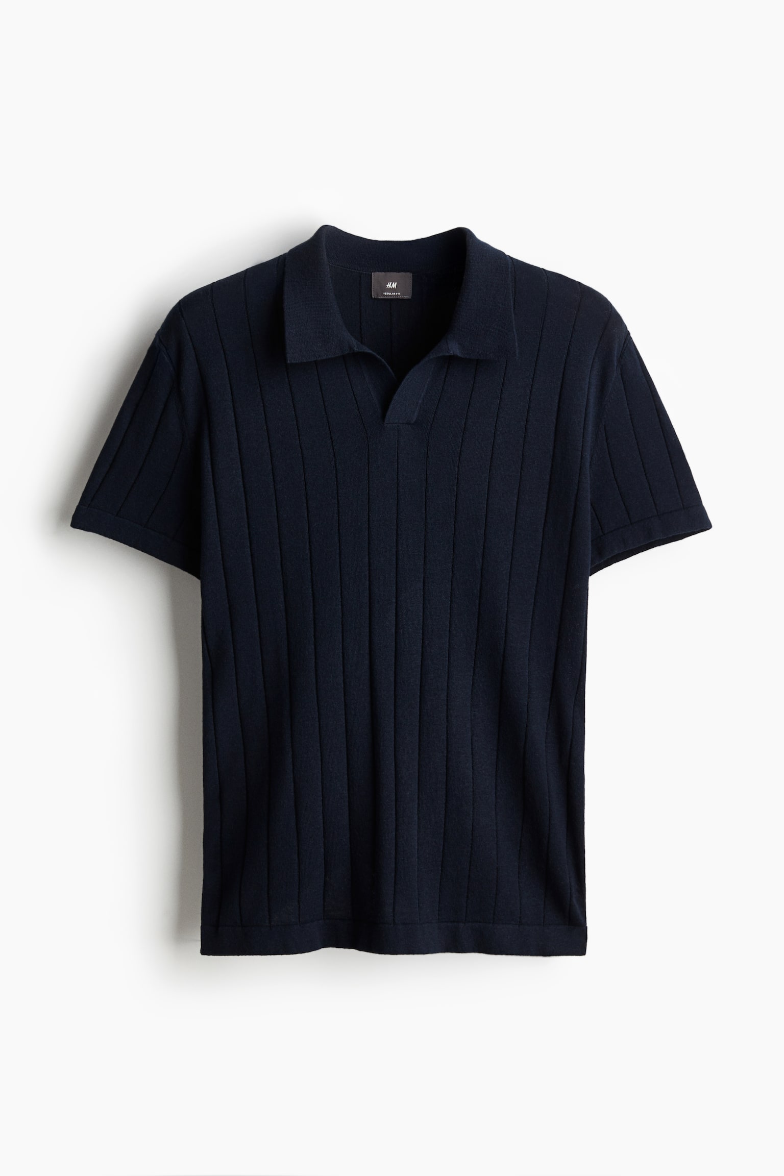 Regular Fit Rib-knit polo shirt - Navy blue/White/Beige - 2