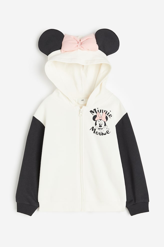 Printed zip-through hoodie - White/Minnie Mouse/Black/Minnie Mouse/Light blue/Hello Kitty - 1
