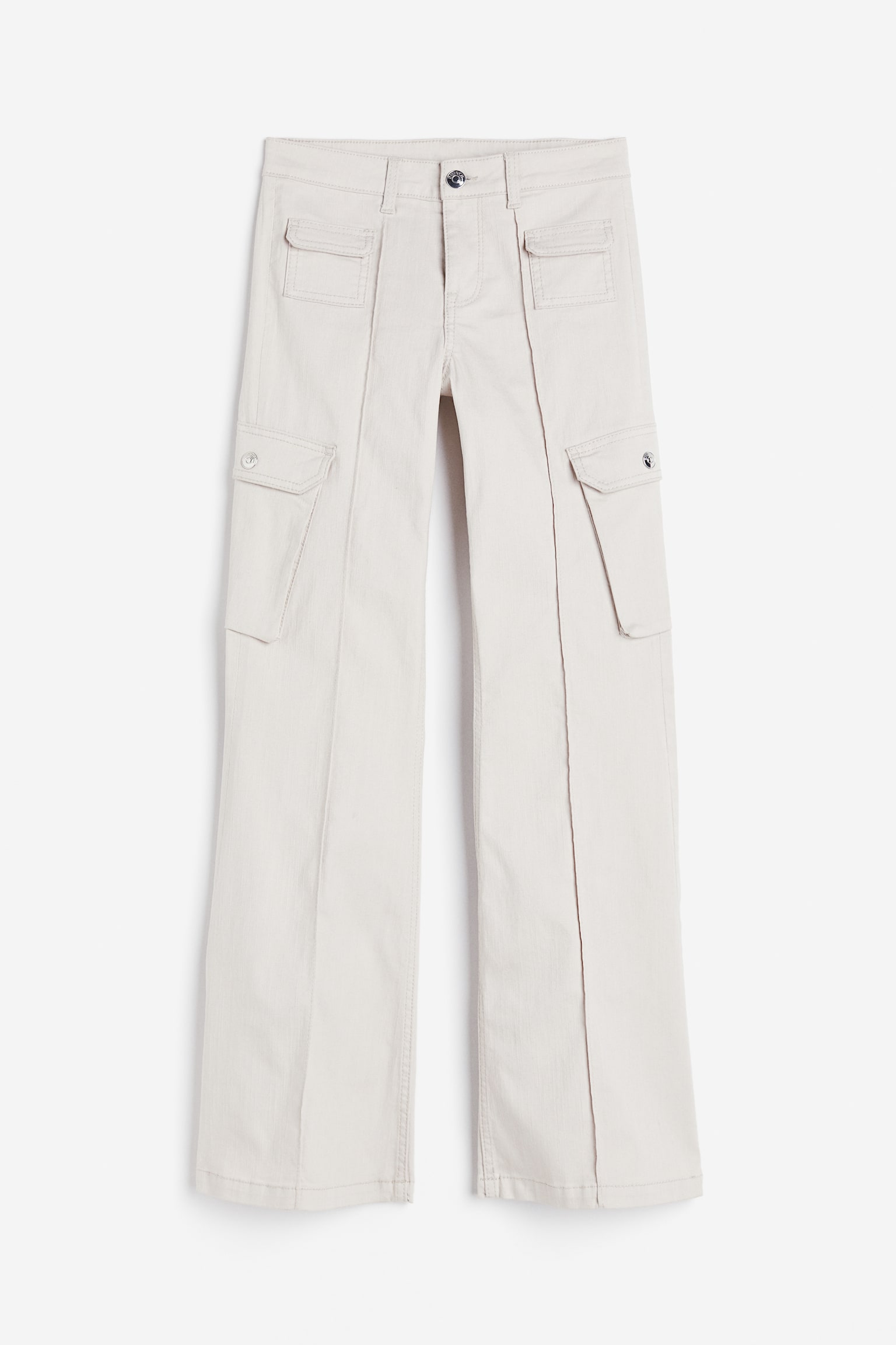 Flared cargo trousers - Light beige/Light khaki green - 1