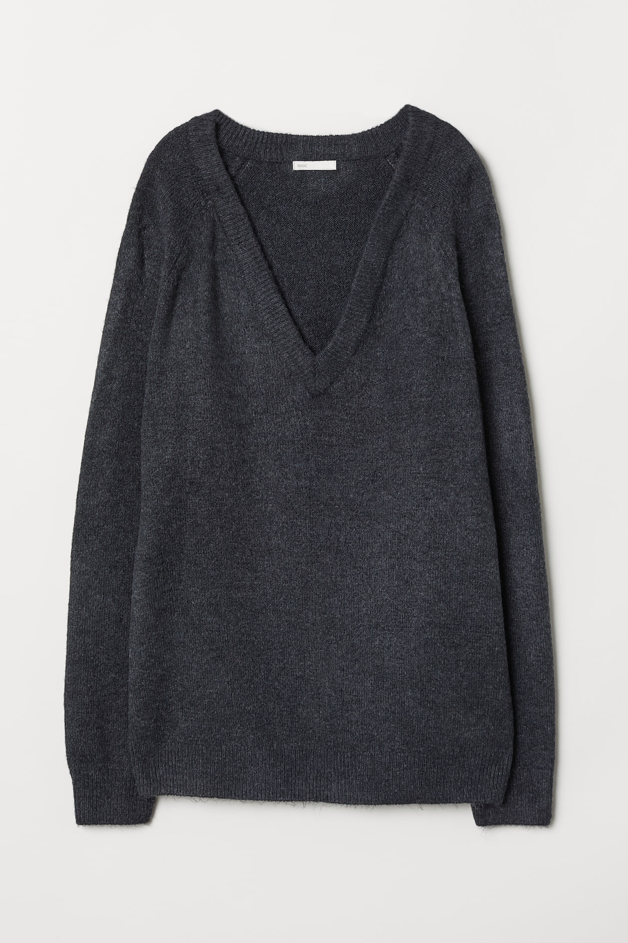 V-neck Sweater - V-neck - Long sleeve - Dark gray - Ladies | H&M US