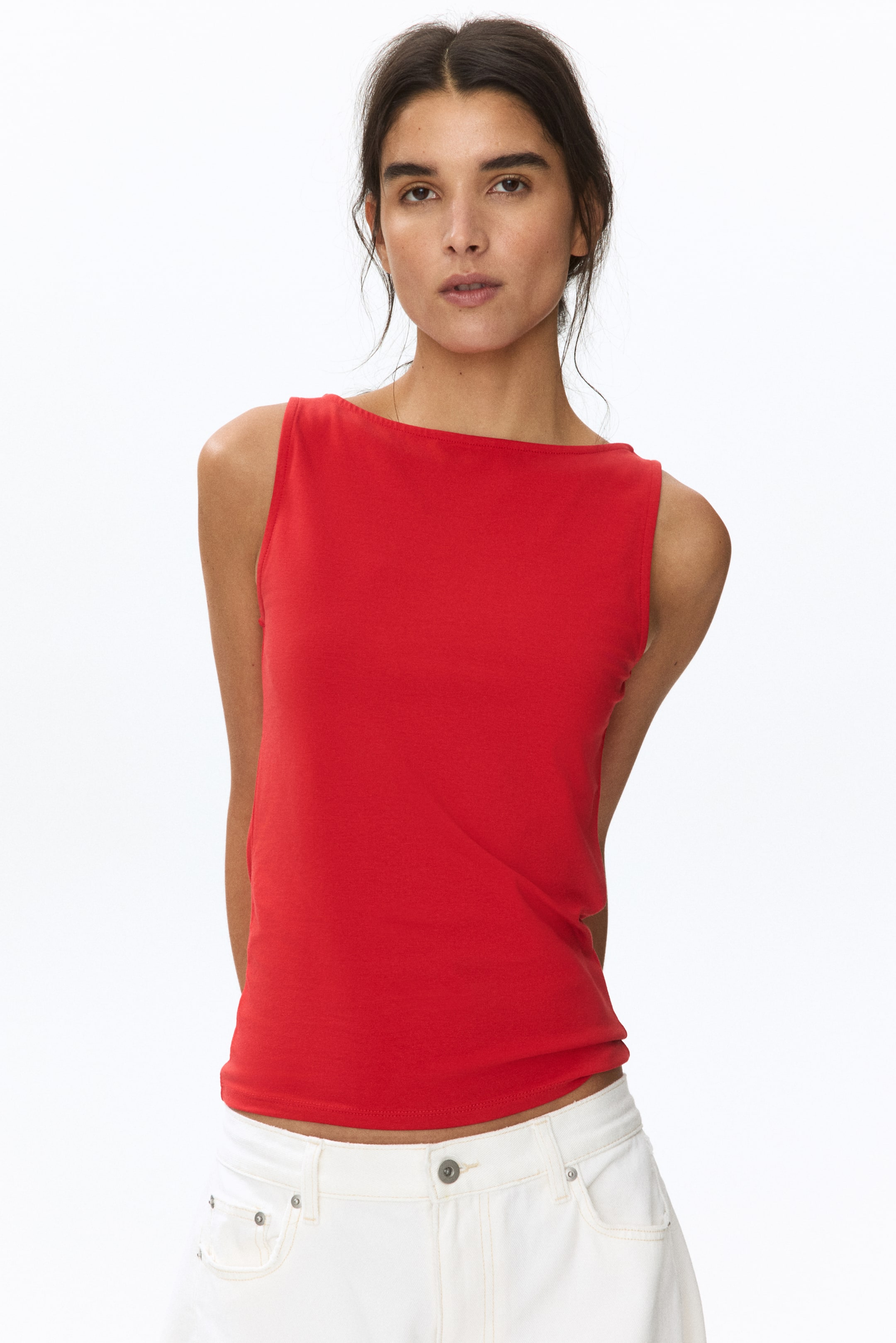 Größeres Bild ansehen: Tanktop mit U-Boot-Ausschnitt - Knallrot - Ladies | H&M DE 1