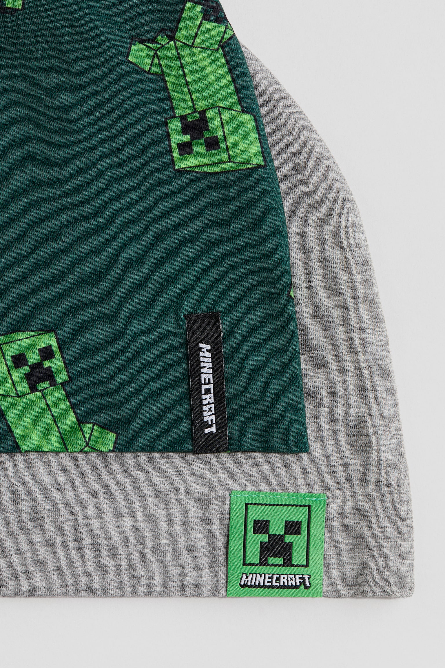 Детские шапки H&M 2-pack Printed Jersey Beanies, цвет: Серый меланжевый — фото 2