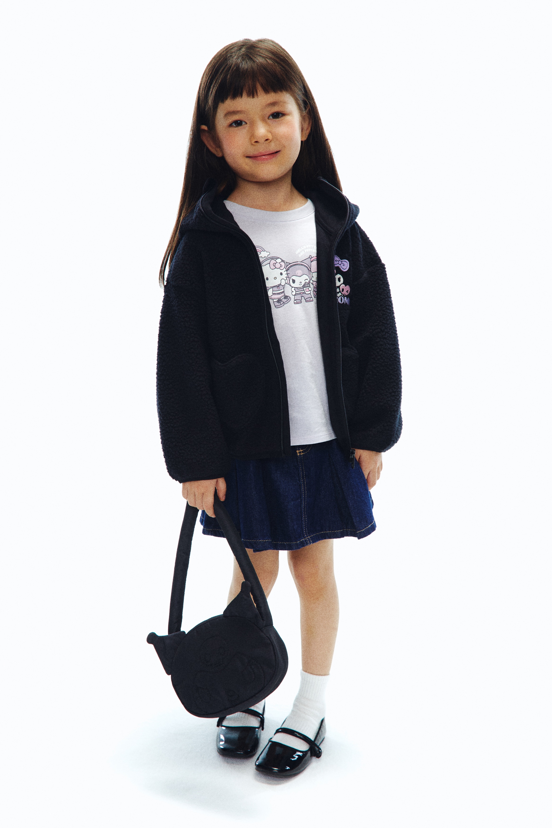 H & M - 刺繍ディテール フルジップフーデッドジャケット - ブラック