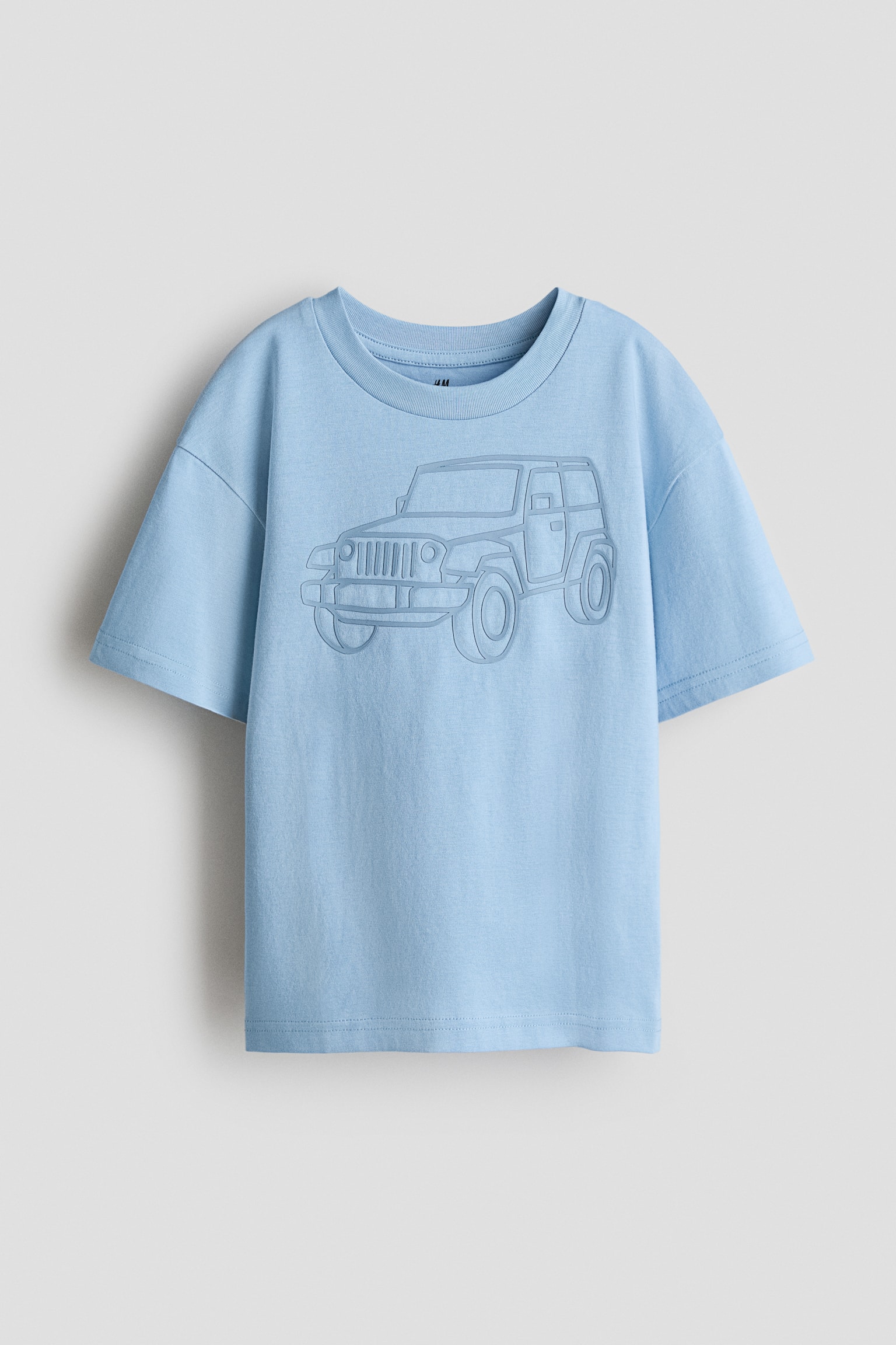 Katoenen T-shirt met geprint motief - Dusty lichtblauw/Jeep/Groen/T-Rex/Lichtroze/triceratops/Wit/zon